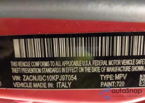 2019 Jeep Renegade Trailhawk 4X4 z USA, uszkodzony, nr VIN ZACNJBC10KPJ97054